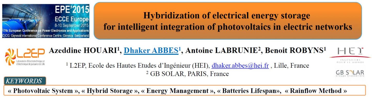 Hybridization of electrical energy storage for intelligent integration of photovoltaics in electric networks