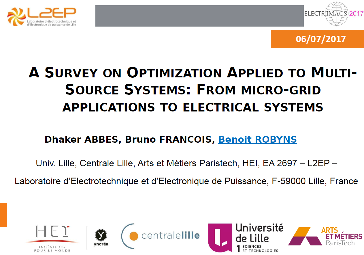 A Survey On Optimization Applied To Multi-Source Systems : From Micro-Grid Applications To Electrical Systems