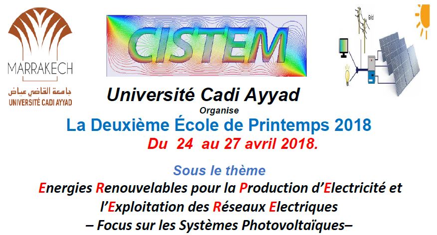 Deuxième Ecole de Printemps CISTEM : du 24 au 27 avril 2018