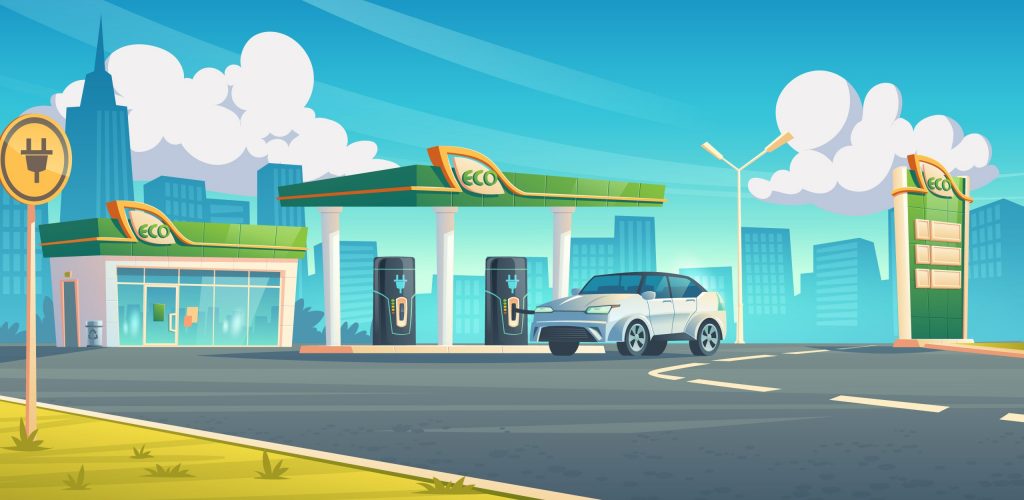 Electric car recharge station ev refueling service