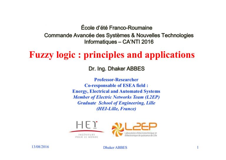 Fuzzy logic : principles and applications